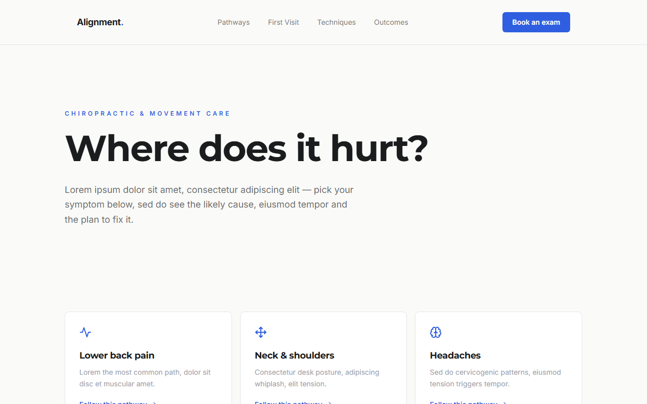 Alignment website design preview