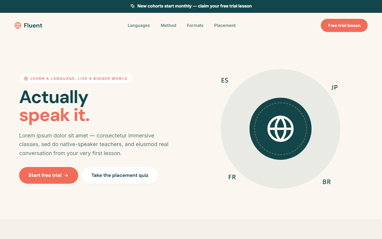 Fluent website design preview