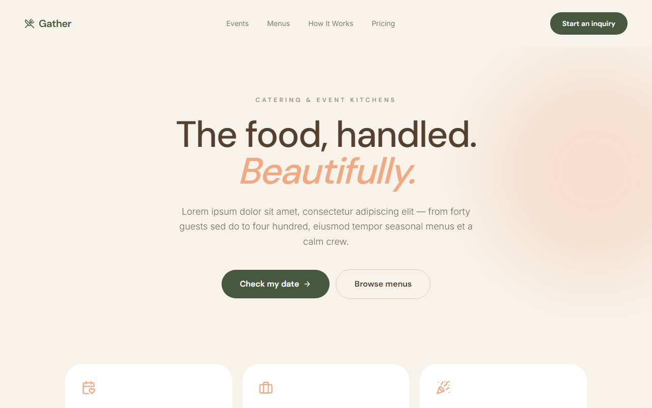 Gather website design preview
