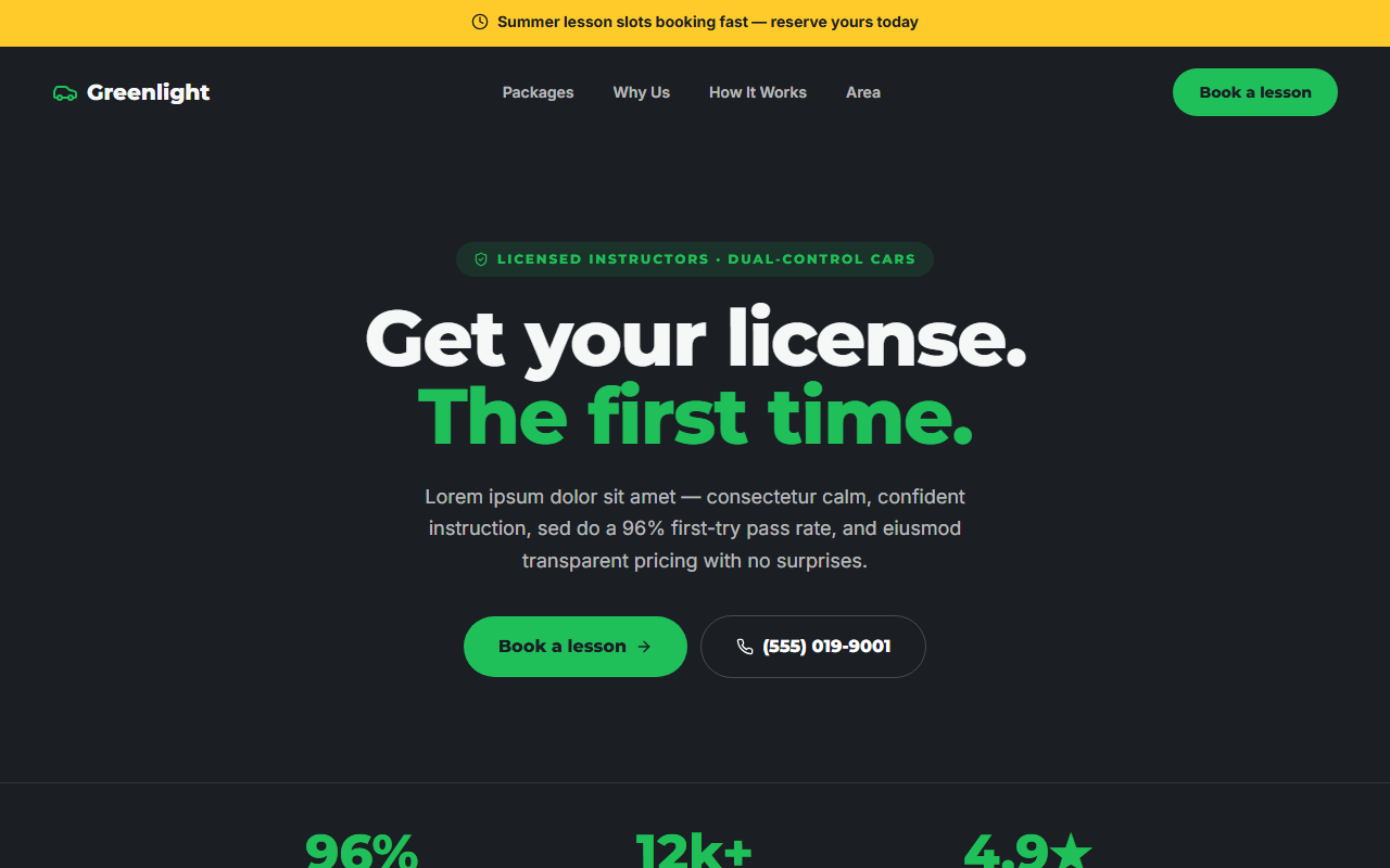 Greenlight website design preview