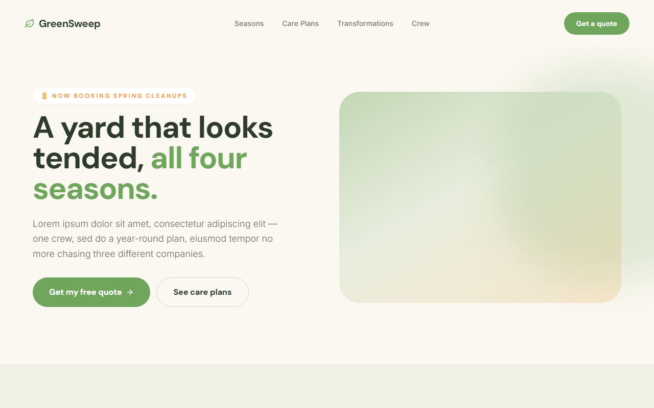 GreenSweep website design preview