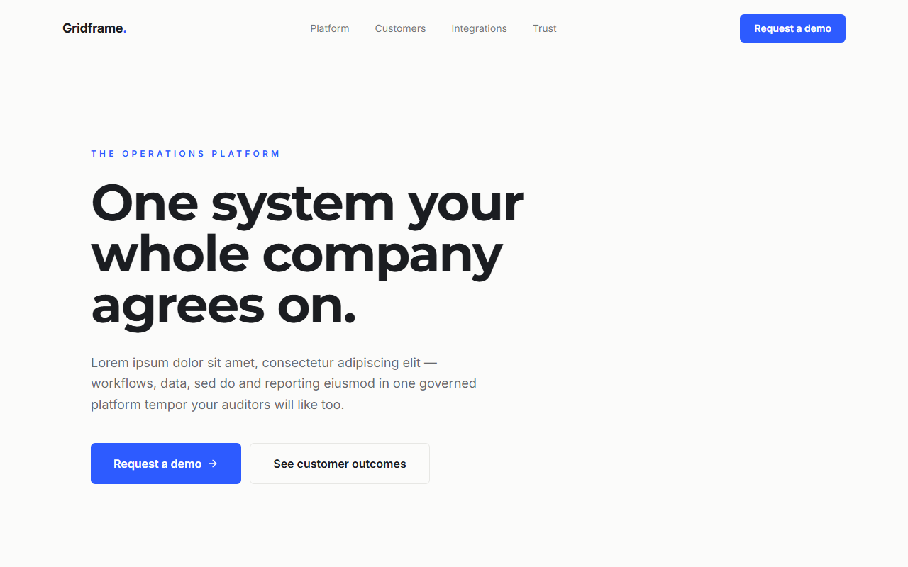 Gridframe website design preview