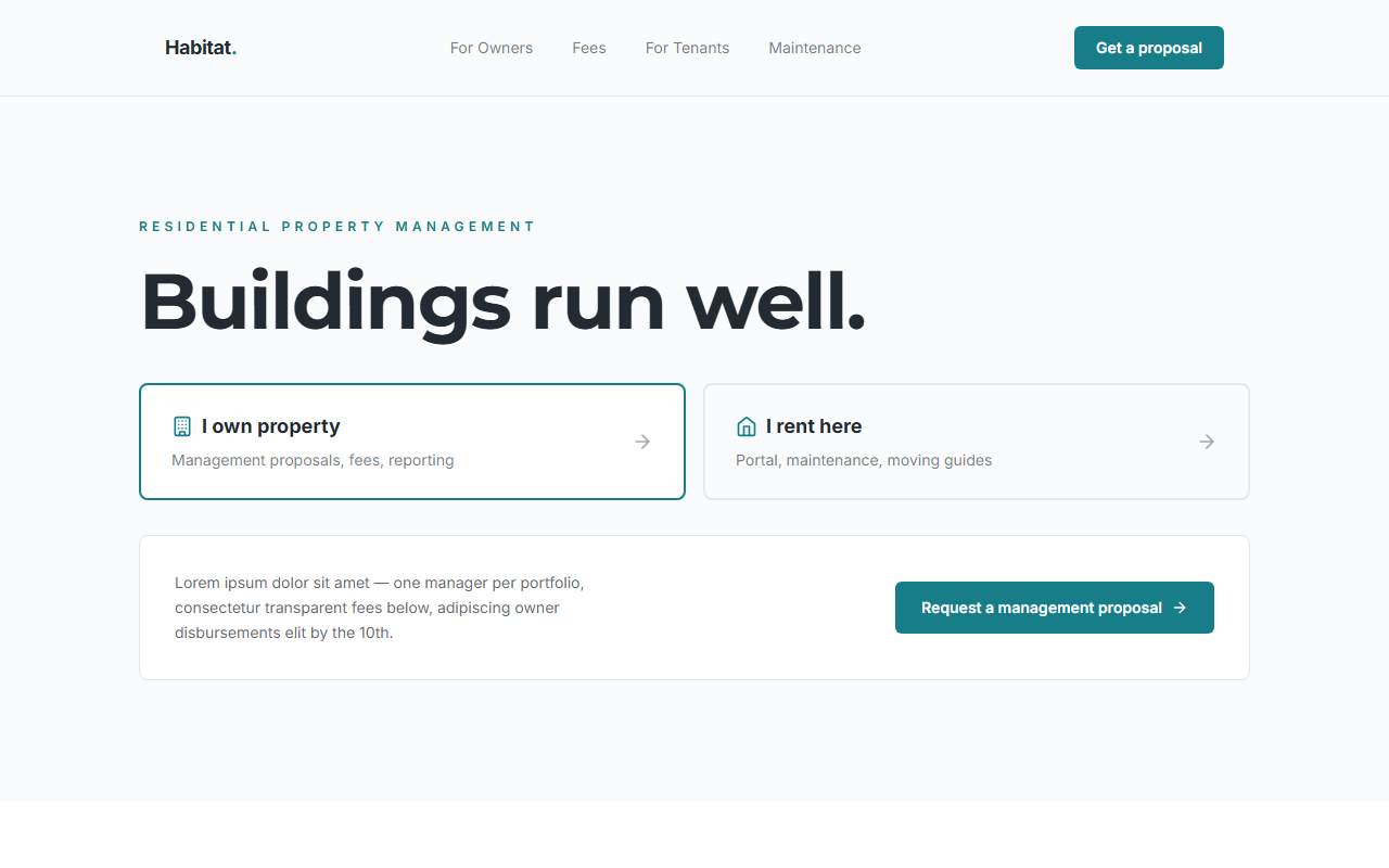 Habitat website design preview