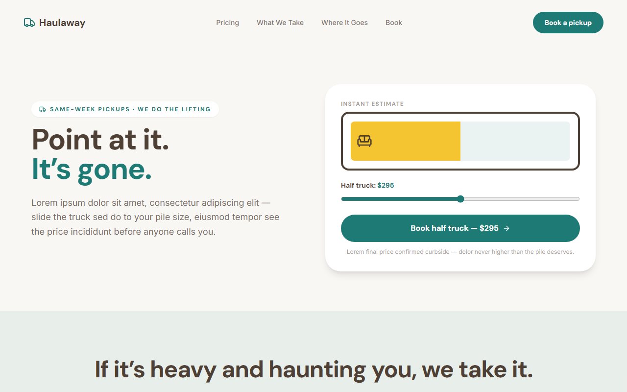 Haulaway website design preview