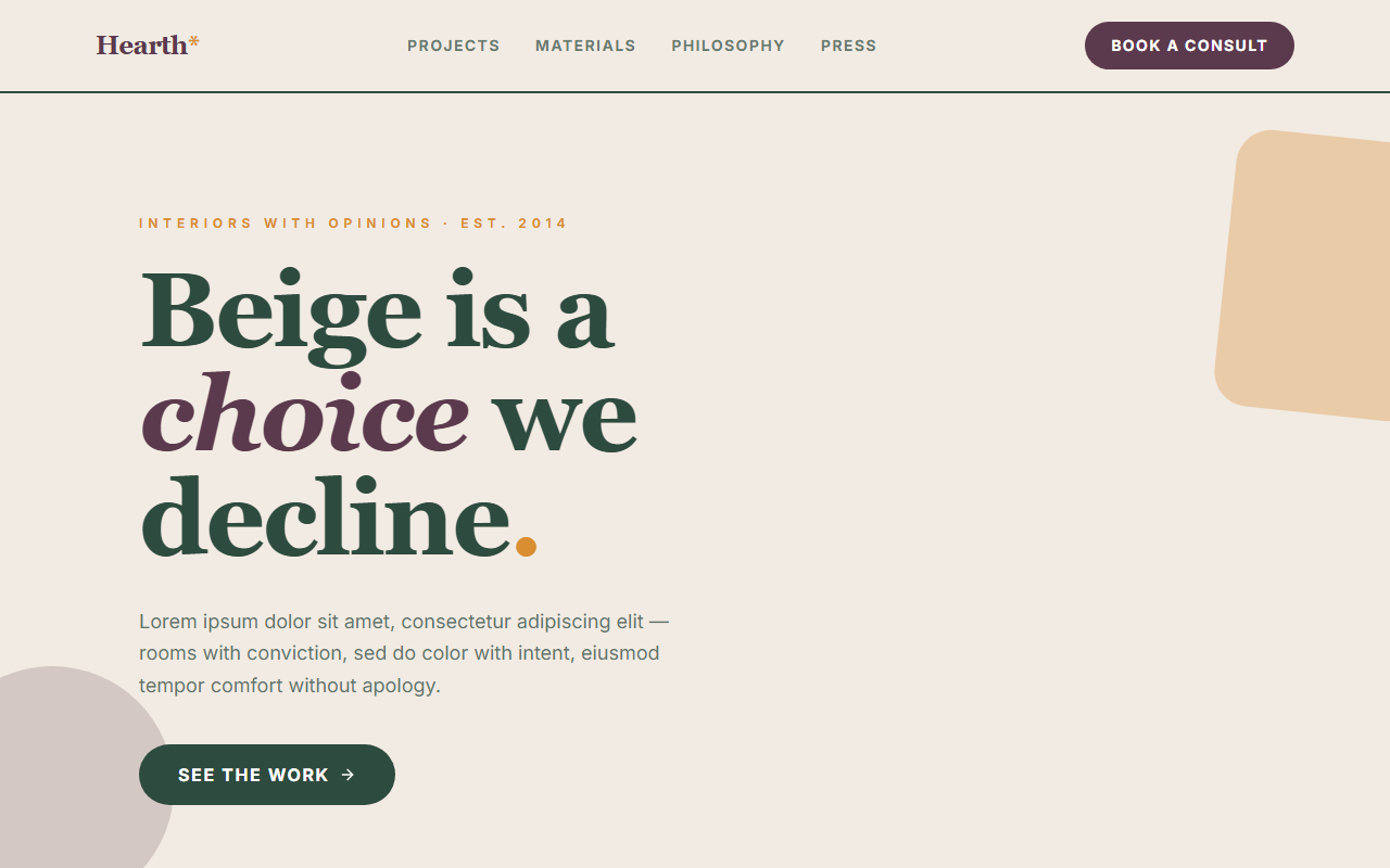 Hearth website design preview