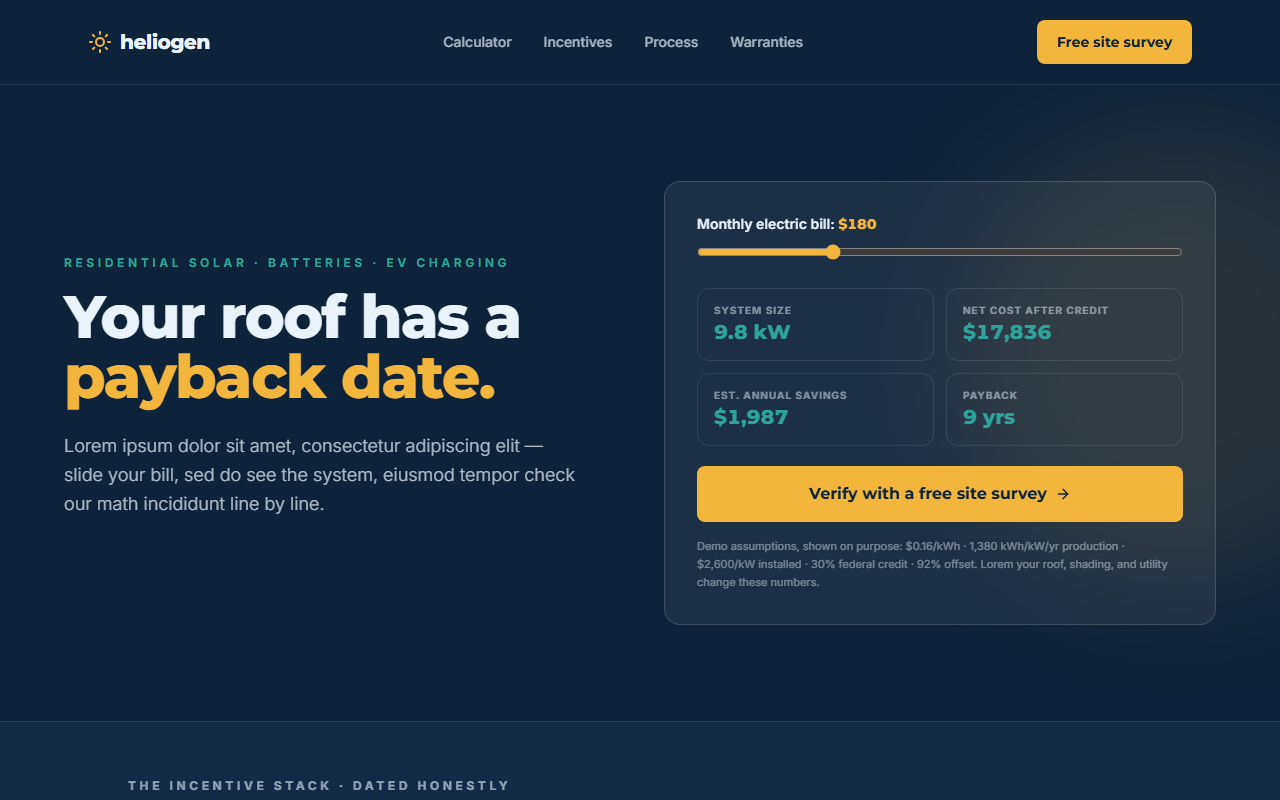 Heliogen website design preview
