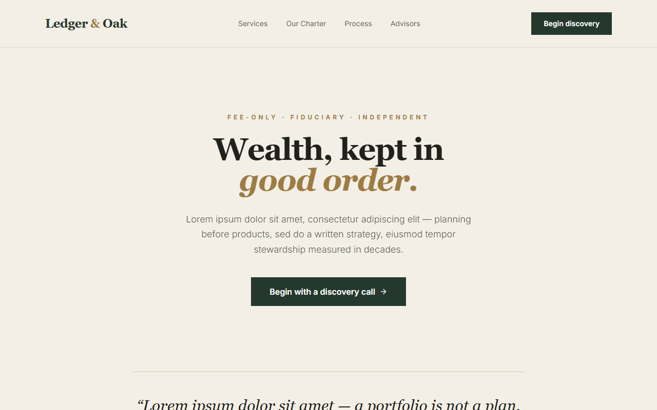 Ledger & Oak website design preview