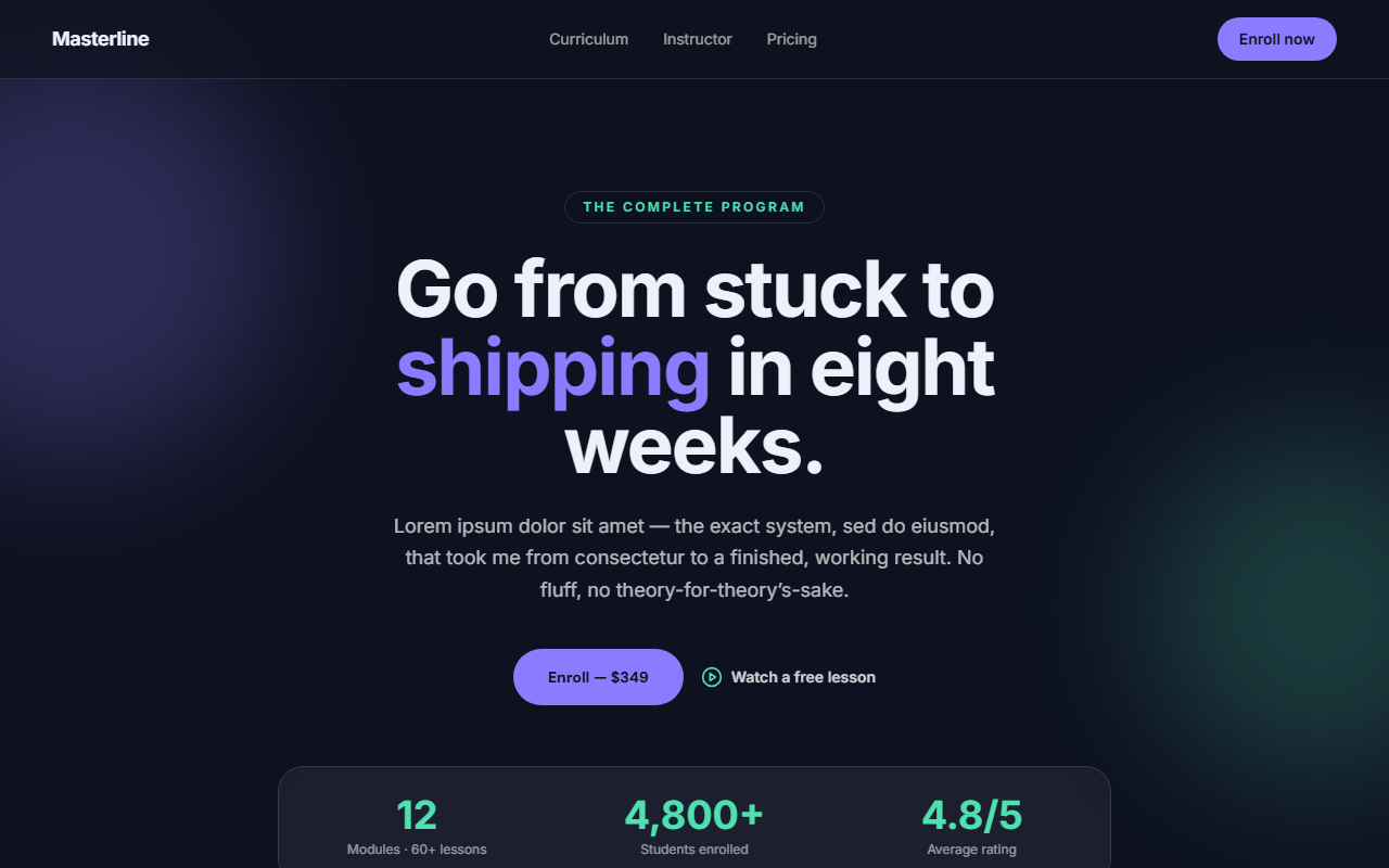 Masterline website design preview