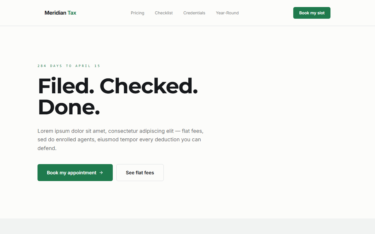 Meridian Tax website design preview