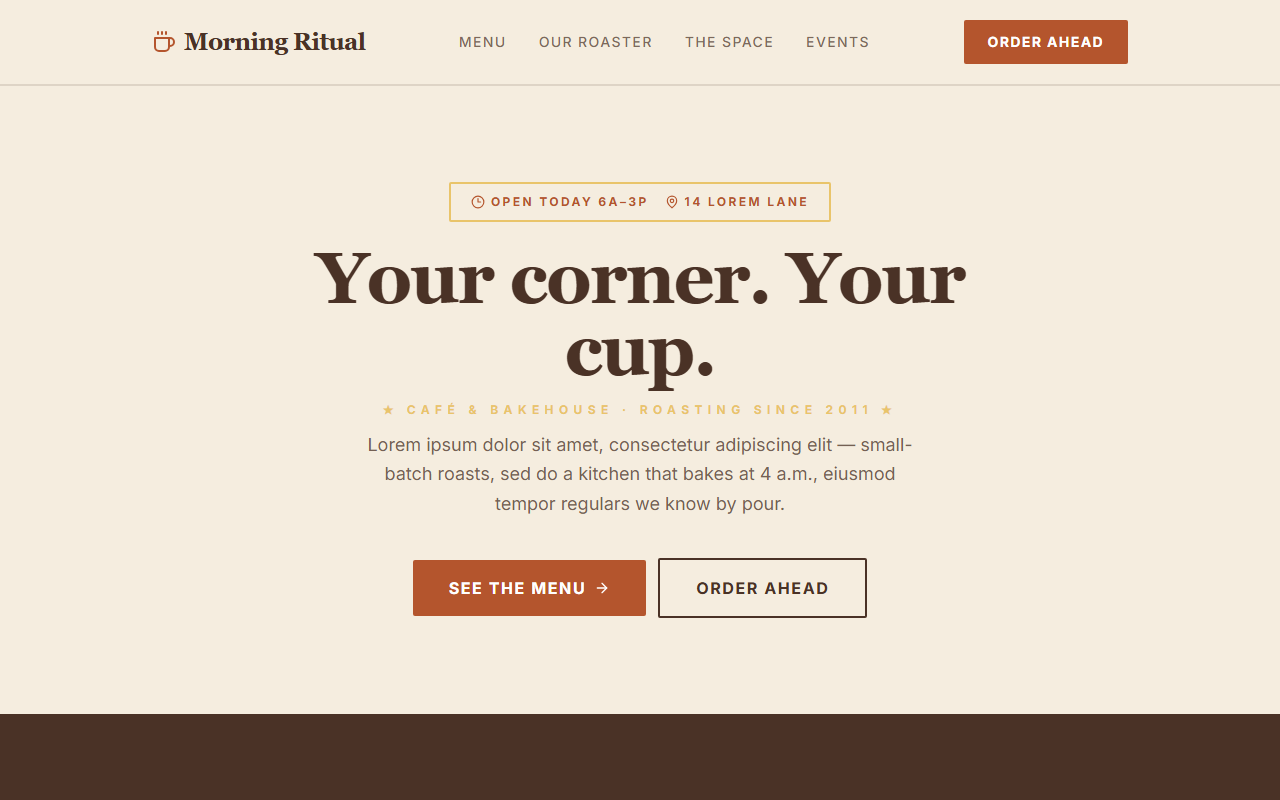 Morning Ritual website design preview