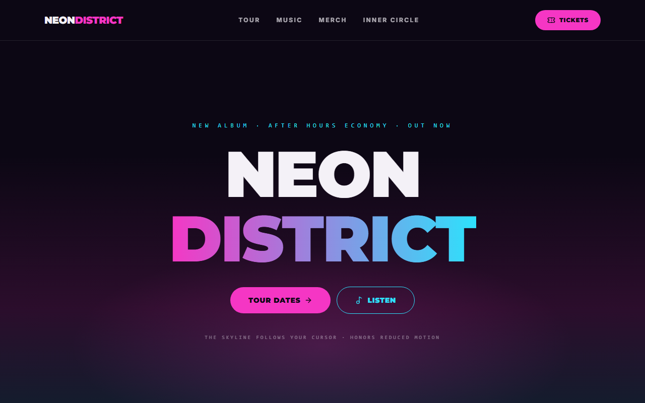 Neon District website design preview
