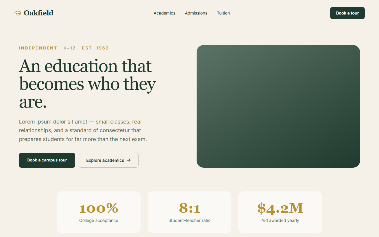 Oakfield website design preview