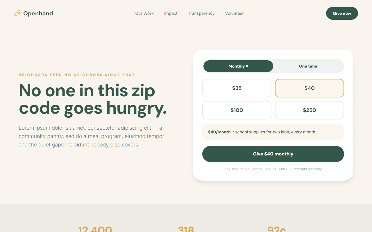 Openhand website design preview