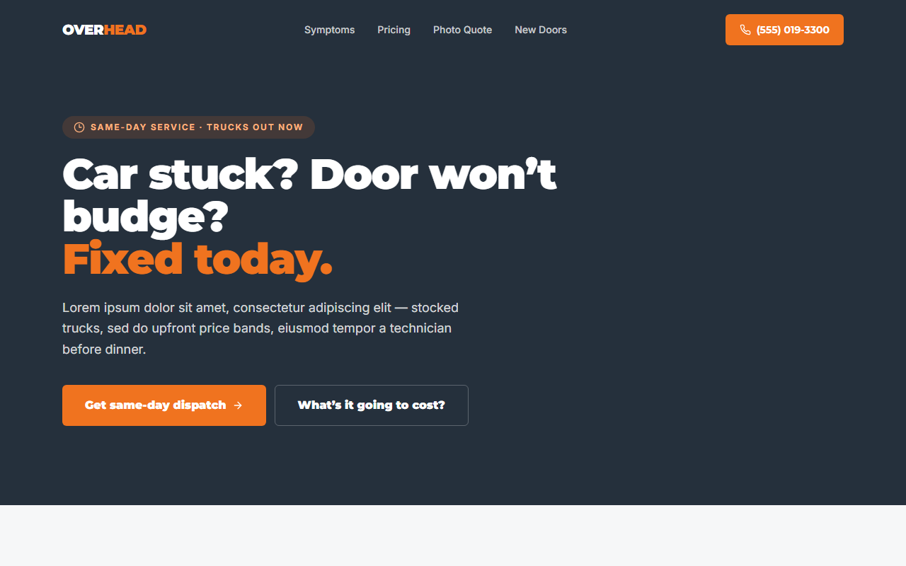 Overhead website design preview