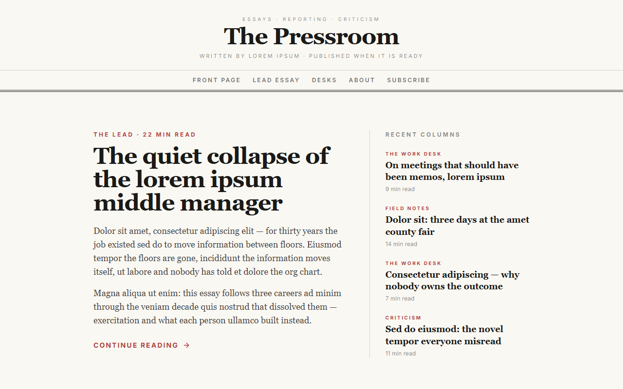 Pressroom website design preview