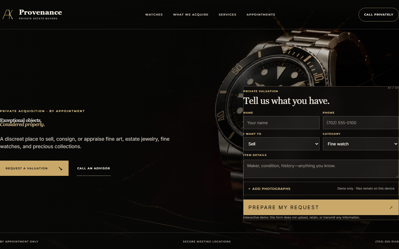 Provenance website design preview