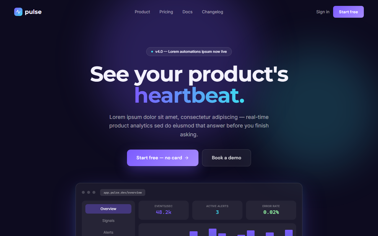 Pulse website design preview
