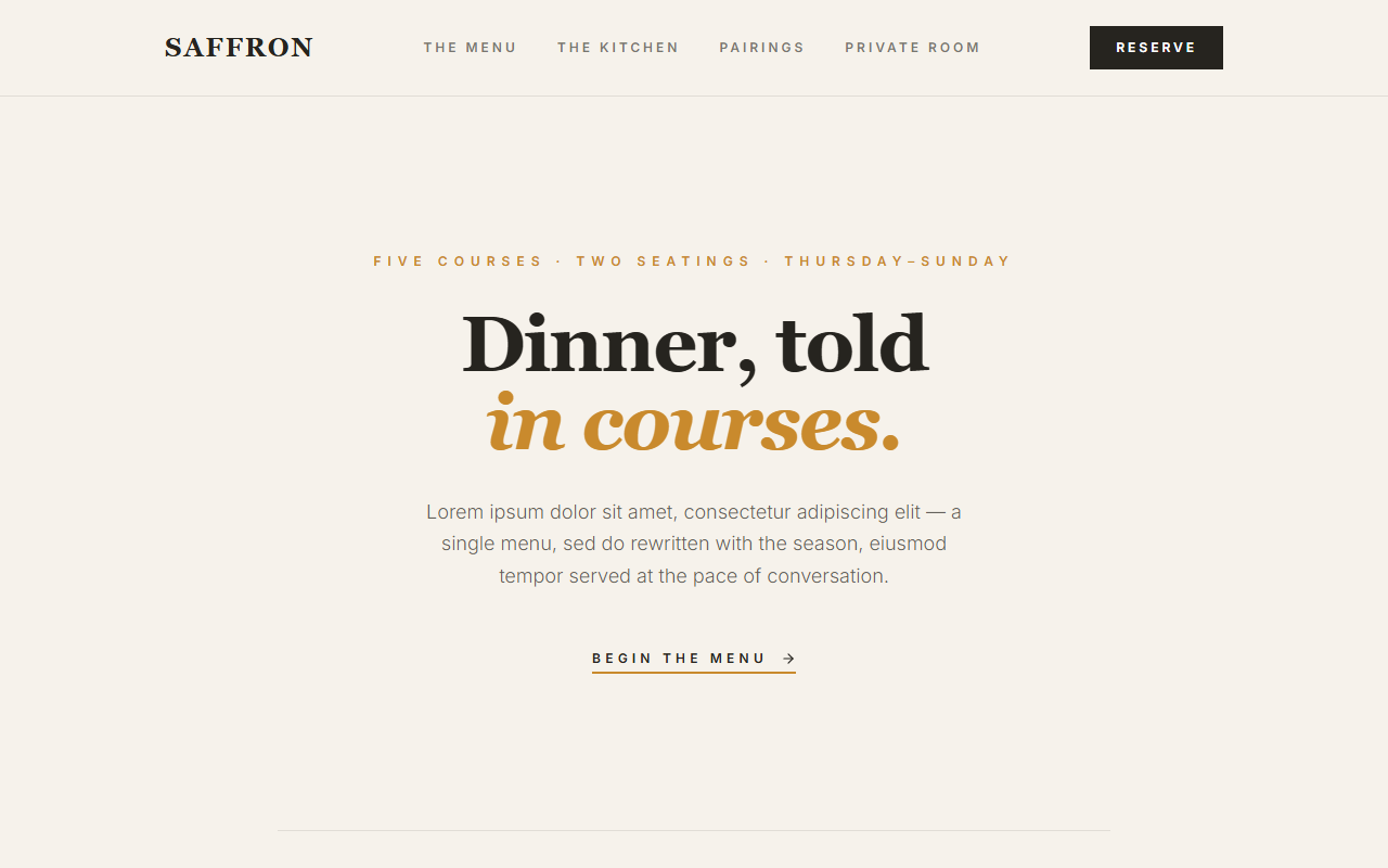Saffron website design preview