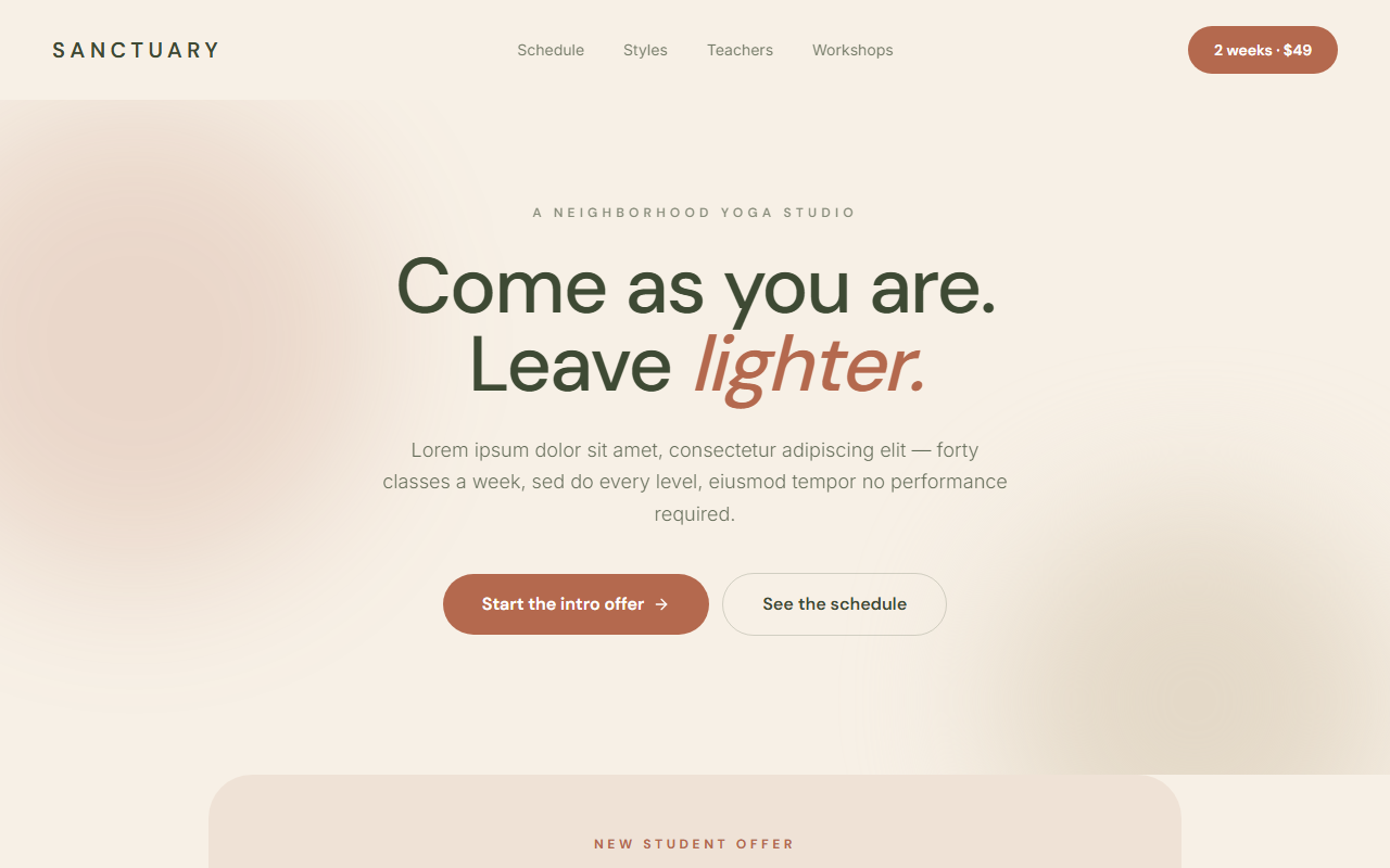 Sanctuary website design preview