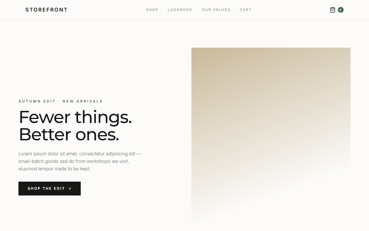 Storefront website design preview