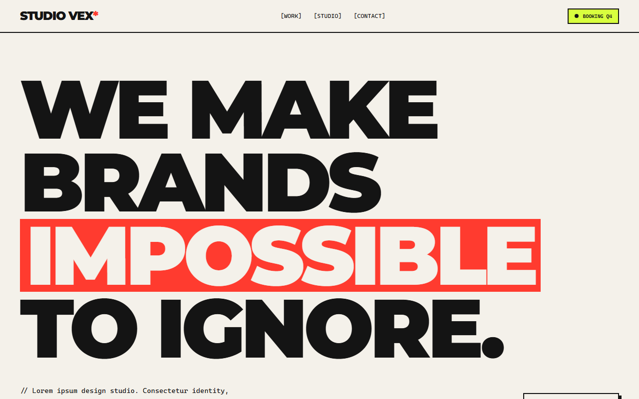 Studio Vex website design preview