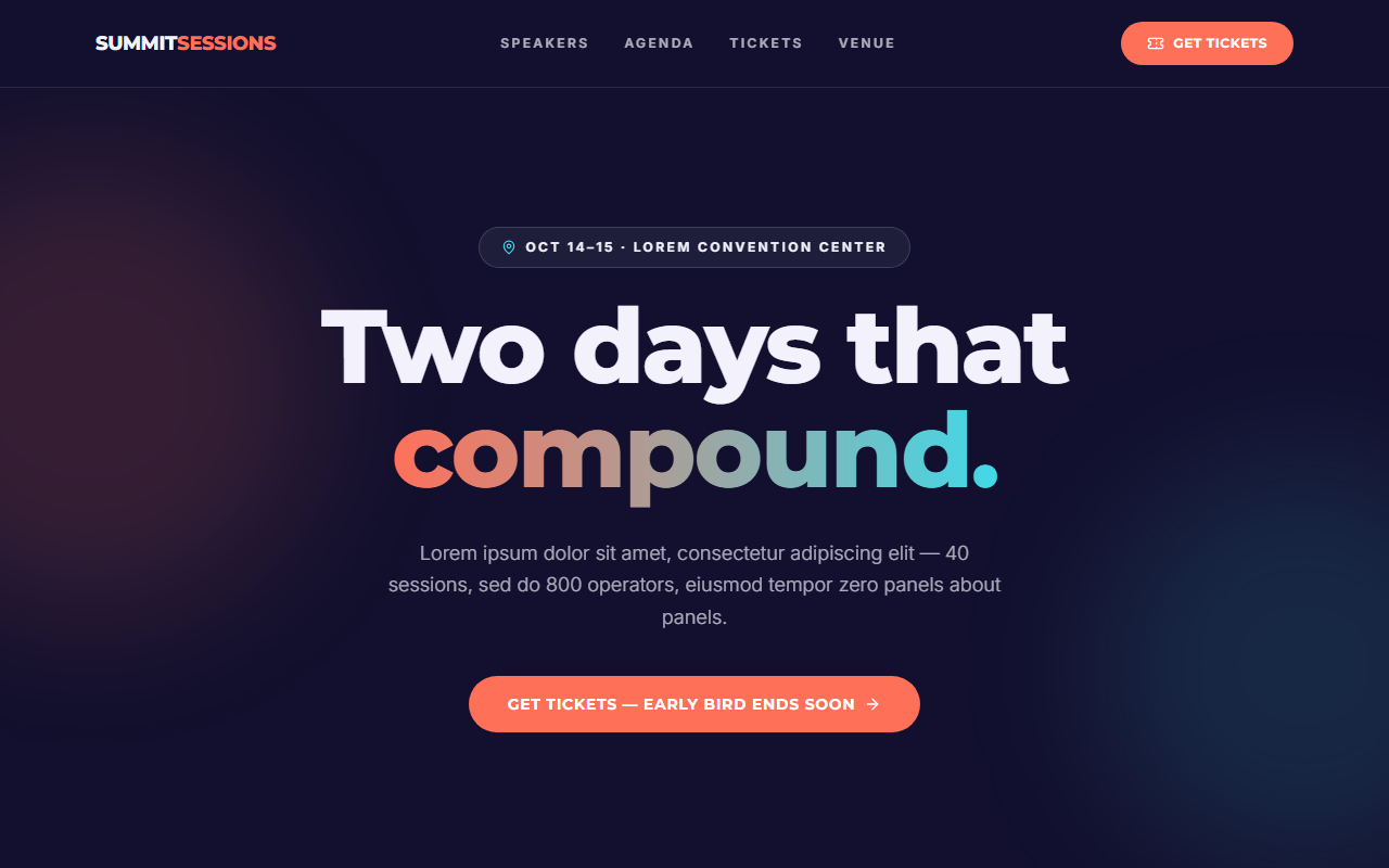 Summit Sessions website design preview