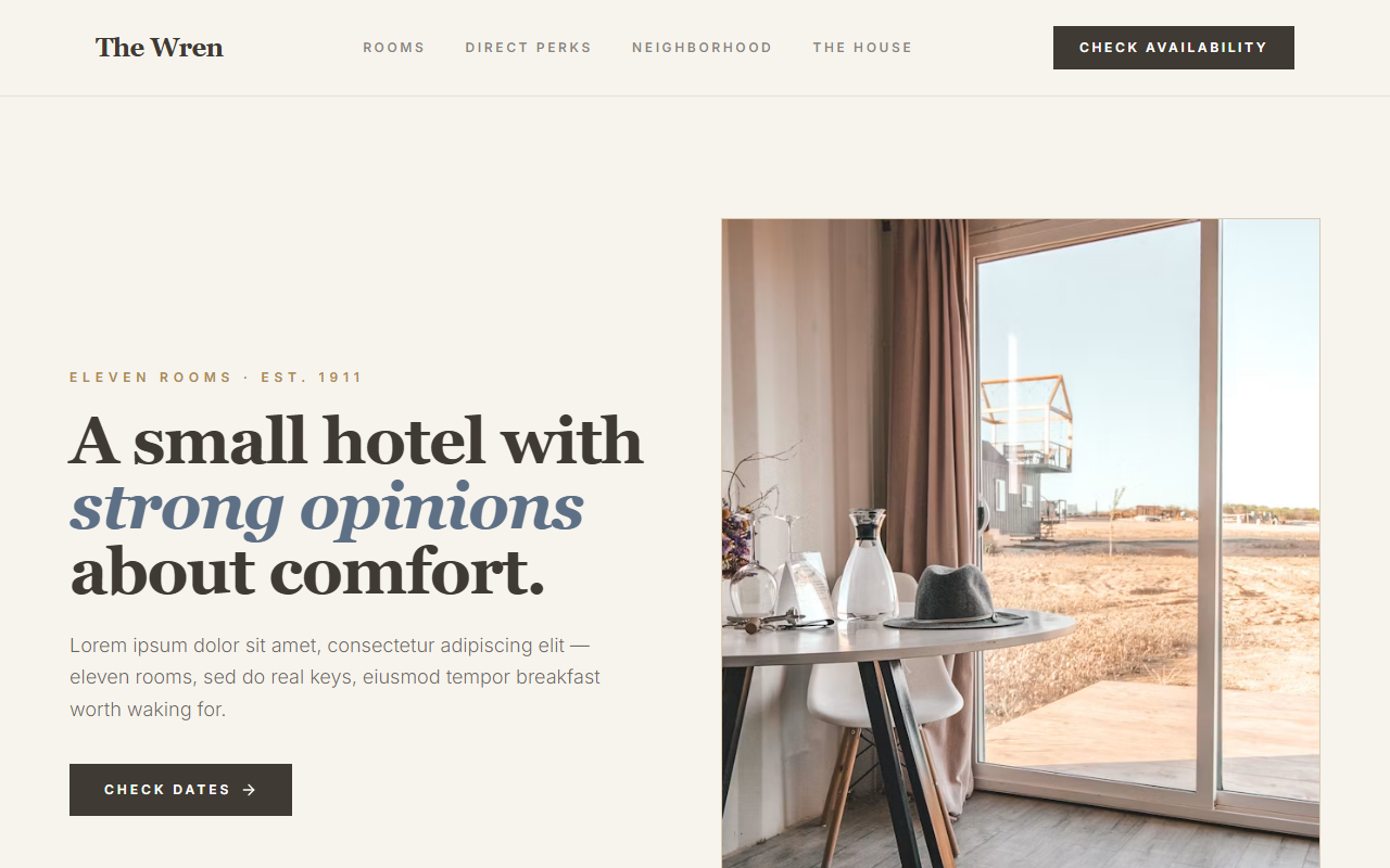 The Wren website design preview