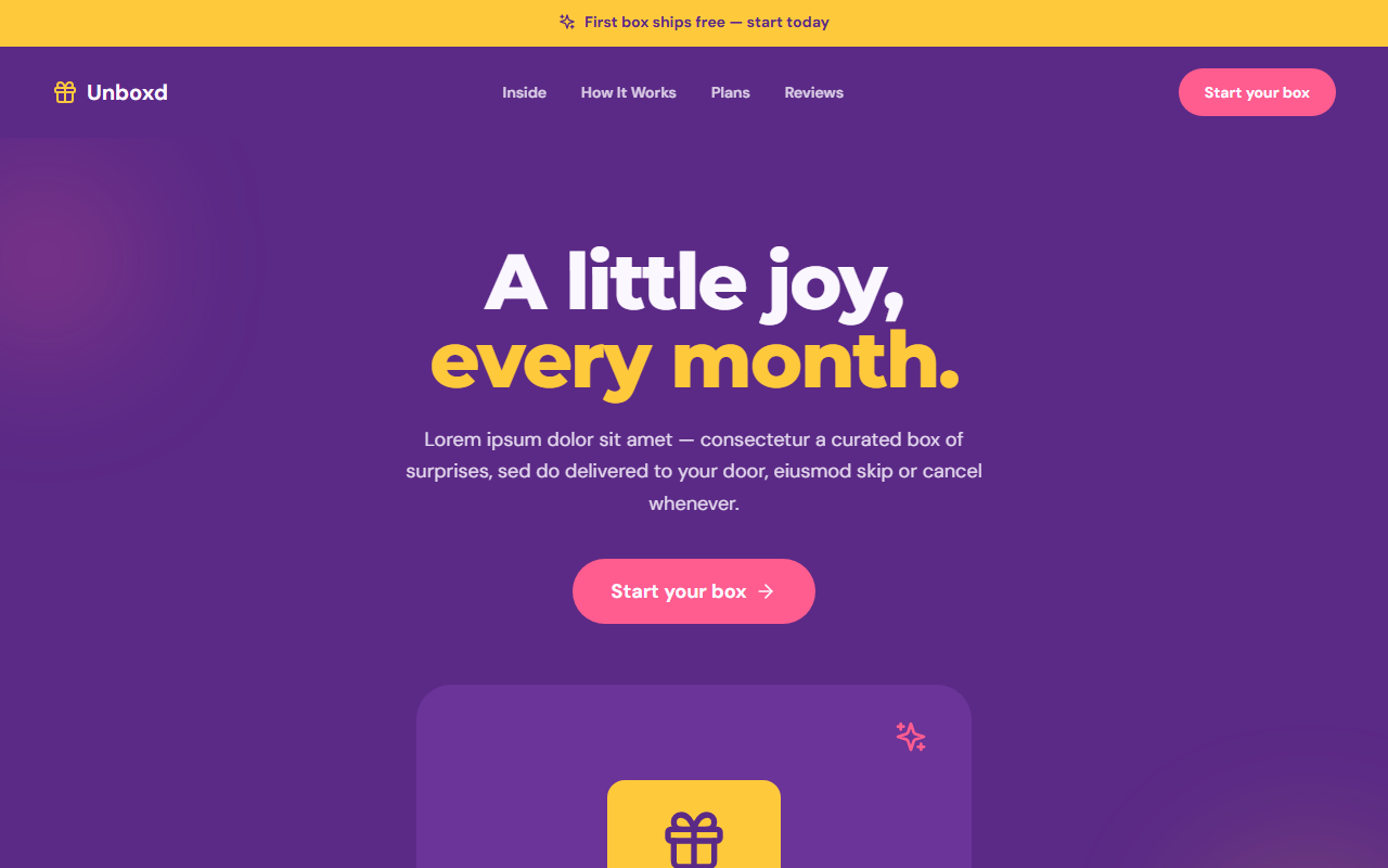 Unboxd website design preview