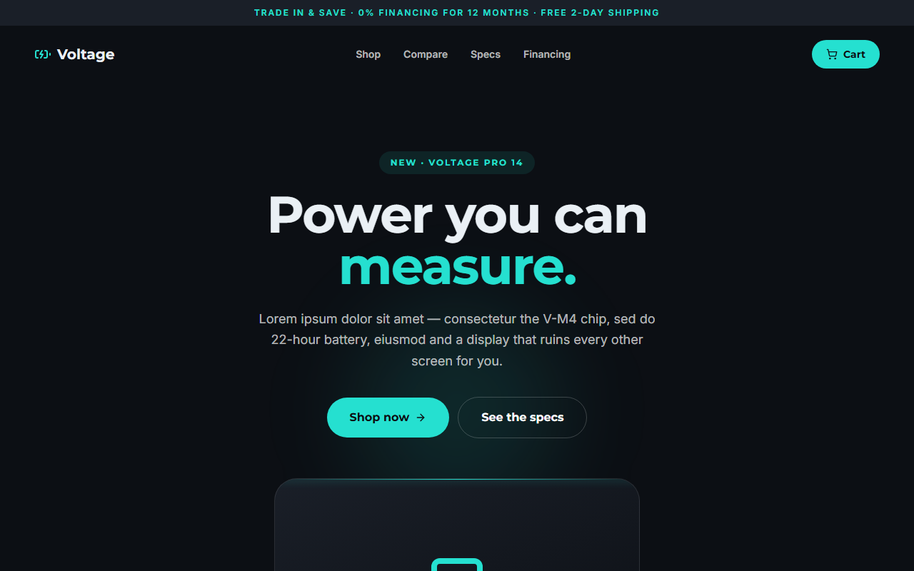 Voltage website design preview