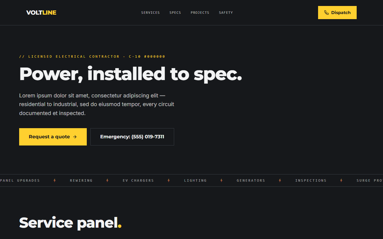 Voltline website design preview